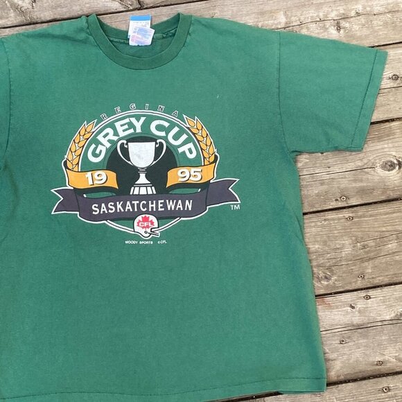 Vintage Other - Vintage 1995 Woody Sports CFL Saskatchewan Grey Cup T Shirt Large Green